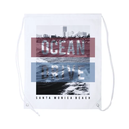 Sacca Zaino Spook poliestere 34x42 cm, corde nere, vari colori Bianco