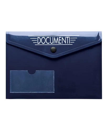 MICRI Busta Portadocumenti Auto PVC Nera 21,7x15,7 cm Tasca Tessera Blu