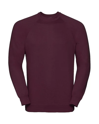 Felpa Girocollo Unisex Raglan Regular Fit con logo aziendale Burgundy