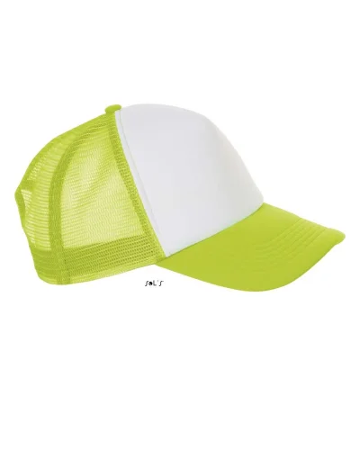Cappellino Bubble 5 pannelli in poliestere, taglia unica, 65g Bianco / Verde Fluo