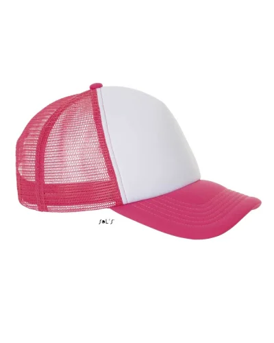 Cappellino Bubble 5 pannelli in poliestere, taglia unica, 65g Bianco / Corallo  Fluo