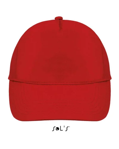Cappellino Buzz 5 Pannelli Cotone, Visiera Curva, Taglia Unica Rosso