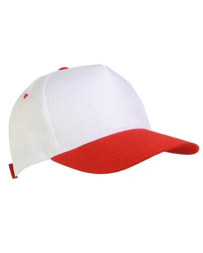 Cappellino junior in poliestere Beechtree, 5 pannelli, velcro Rosso