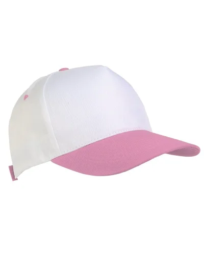 Cappellino junior in poliestere Beechtree, 5 pannelli, velcro Rosa