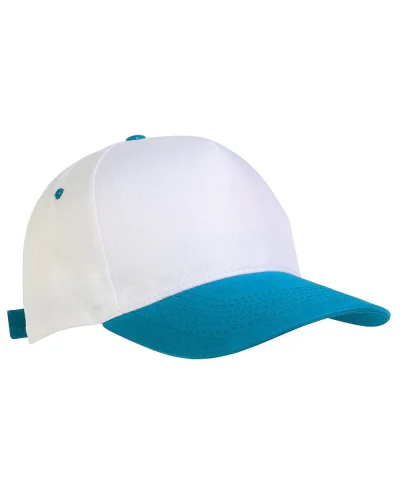 Cappellino junior in poliestere Beechtree, 5 pannelli, velcro Celeste