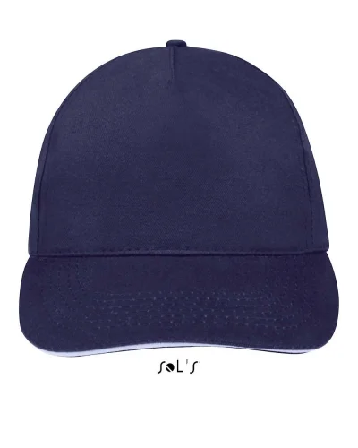 Cappellino Sunny 5 pannelli cotone regolabile, taglia unica Blu Oltremare / Bianco