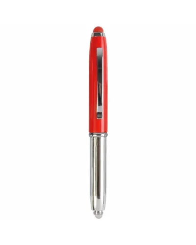 Mini penna a sfera argento con luce, clip metallo e gommino touch