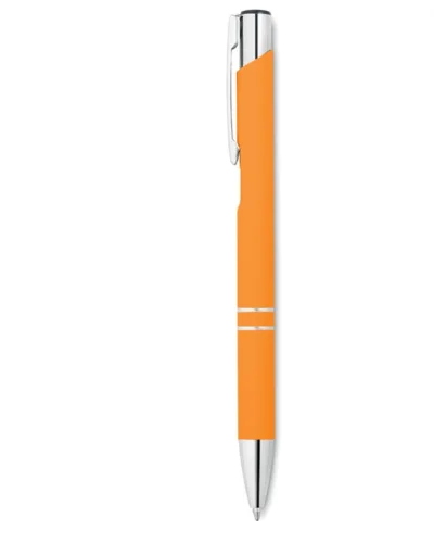 Penna a sfera AOSTA, alluminio, finitura gommata specchiata Arancio