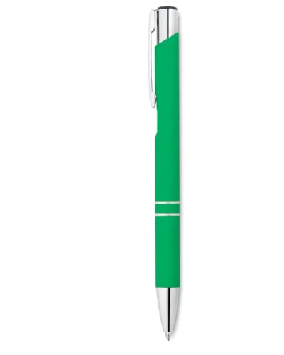 Penna a sfera AOSTA, alluminio, finitura gommata specchiata Verde