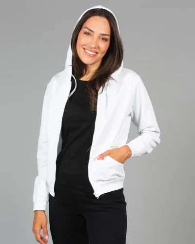 Felpa Mantova Lady donna Made in Italy cappuccio zip cotone 270g