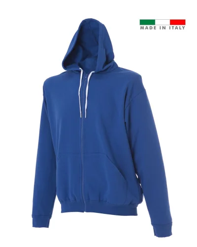 Felpa Lecce con zip e cappuccio Made in Italy 80% cotone regular Royal