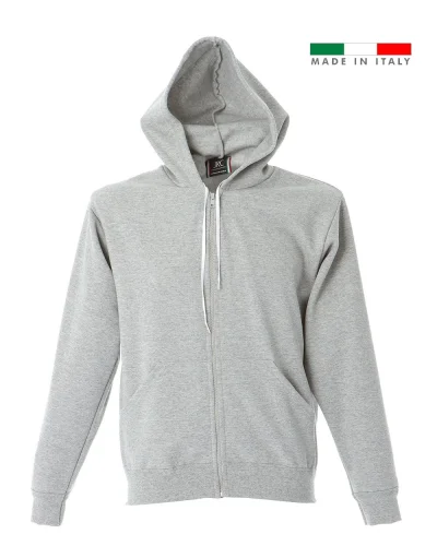 Felpa Lecce con zip e cappuccio Made in Italy 80% cotone regular Melange