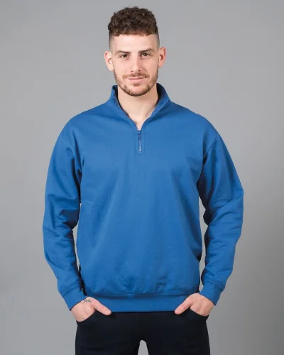 Felpa Piacenza uomo 100% cotone, zip corta, made in Italy