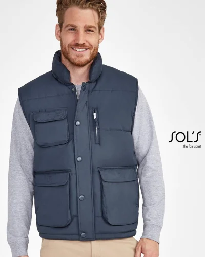 Gilet imbottito Viper, collo alto, antivento, tasche multiplo