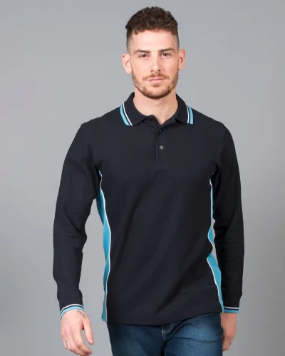 Polo Malta Manica Lunga Uomo 100% Cotone Piqué Regular Fit
