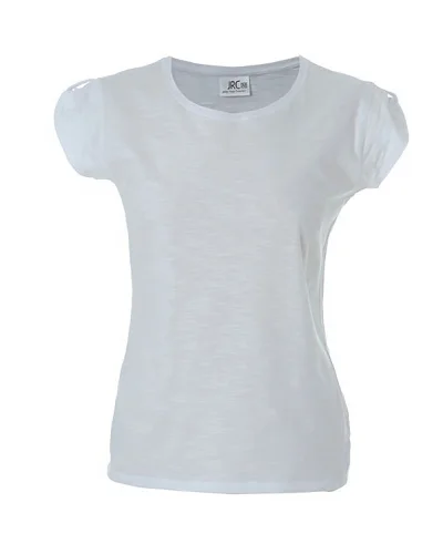 Perth Lady T-shirt Donna Cotone Slub Girocollo Slim Manica Corta White