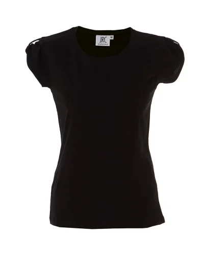 Perth Lady T-shirt Donna Cotone Slub Girocollo Slim Manica Corta Black