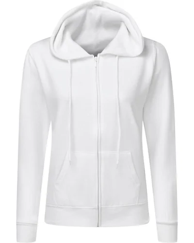 Felpa donna con cappuccio e zip in cotone , vari colori White