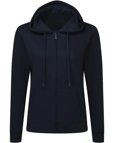 Felpa donna con cappuccio e zip in cotone , vari colori Navy