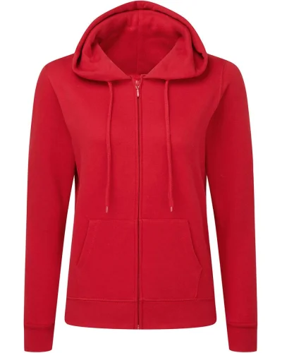Felpa donna con cappuccio e zip in cotone , vari colori Red