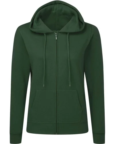Felpa donna con cappuccio e zip in cotone , vari colori Bottle Green