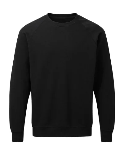 Felpa uomo raglan a girocollo personalizzata con logo Black