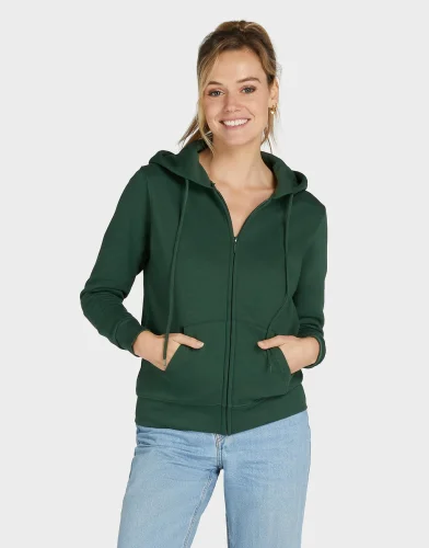 Felpa donna con cappuccio e zip in cotone , vari colori