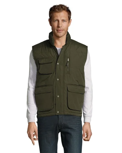 Gilet imbottito Viper, collo alto, antivento, tasche multiplo Verde Abete
