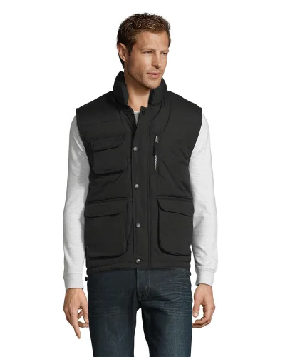 Gilet imbottito Viper, collo alto, antivento, tasche multiplo Nero