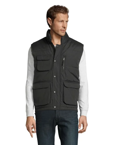 Gilet imbottito Viper, collo alto, antivento, tasche multiplo Antracite