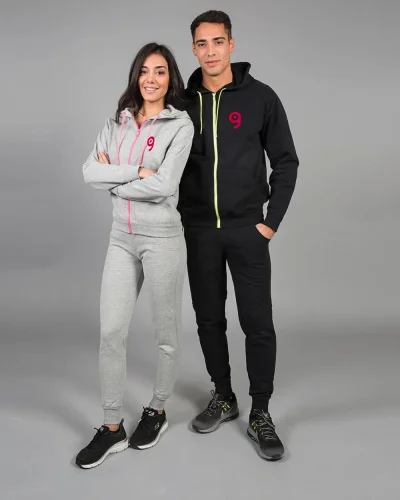 Felpa uomo Brescia Fluo Zip Cappuccio  80% cotone Italia