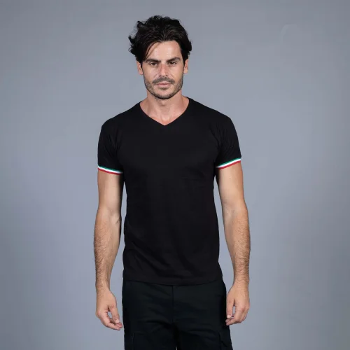 T-shirt New Milano V collo, tricolore, cotone 150g