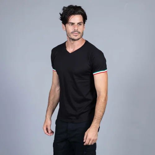 T-shirt New Milano V collo, tricolore, cotone 150g