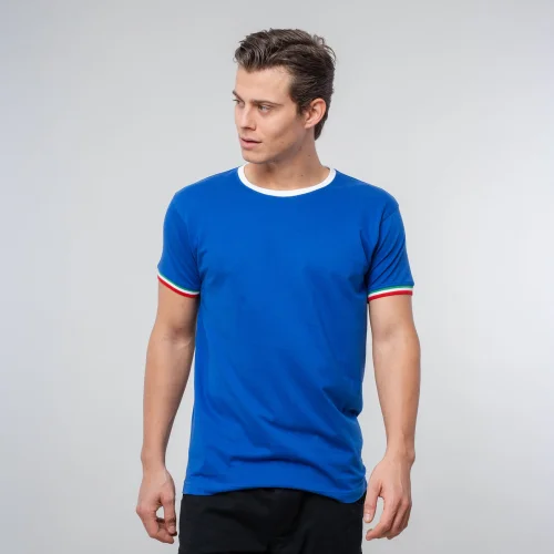 T-shirt cotone Girocollo Udine, Maniche Tricolore