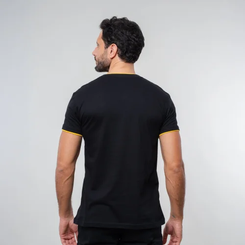 Serbia T-shirt scollo a V cotone, manica doppia contrasto