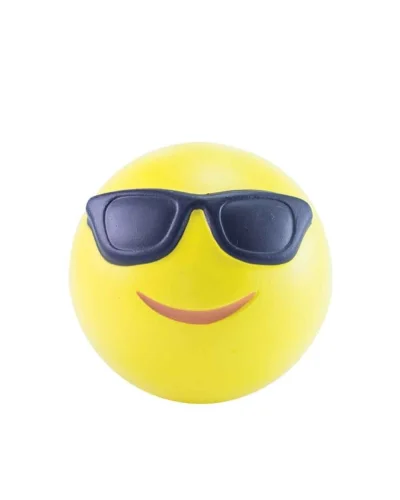 Pallina Antistress Emoji 3D Occhiali Giallo in Poliuretano 7cm