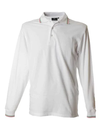 Polo Savona manica lunga, tricolore, 100% cotone pettinato