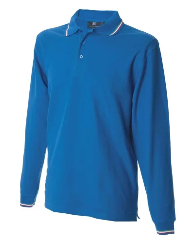 Polo Savona manica lunga, tricolore, 100% cotone pettinato Royal