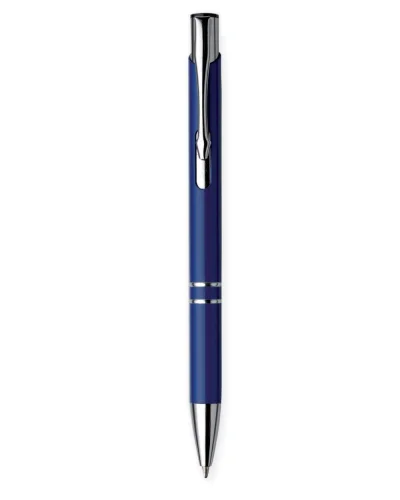 Penna a sfera in alluminio con refill nero pratica e resistente Blu