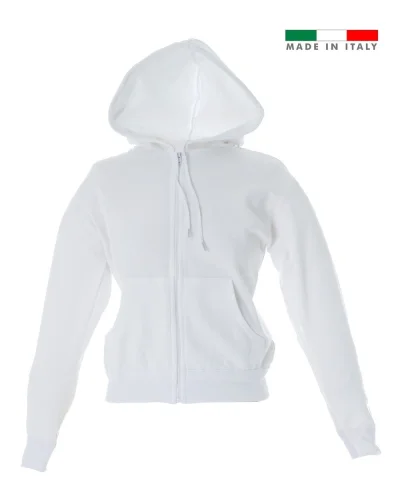 Felpa Mantova Lady donna Made in Italy cappuccio zip cotone 270g White