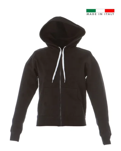 Felpa Mantova Lady donna Made in Italy cappuccio zip cotone 270g Black