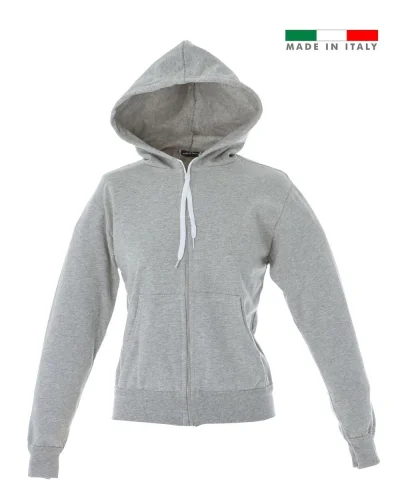 Felpa Mantova Lady donna Made in Italy cappuccio zip cotone 270g Melange