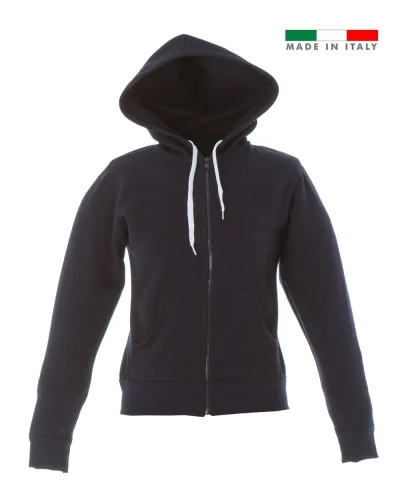 Felpa Mantova Lady donna Made in Italy cappuccio zip cotone 270g Navy