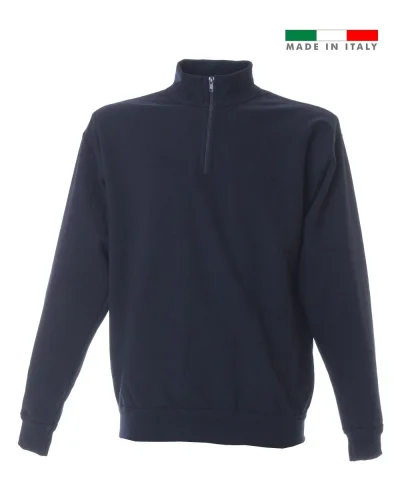 Felpa Pisa , Made in Italy, zip corta, cotone, regular fit Navy