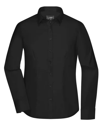 Camicia donna twill cotone 100% body fit maniche lunghe Black