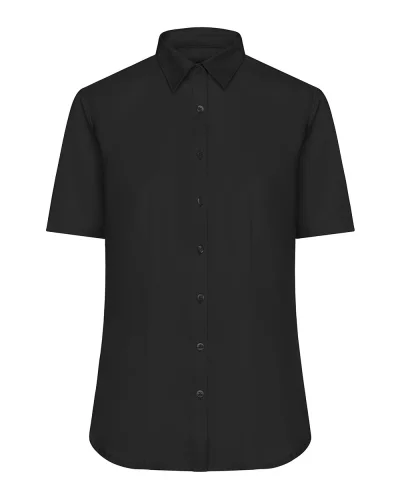 Camicia donna a manica corta, 100% cotone, Classic Fit Black