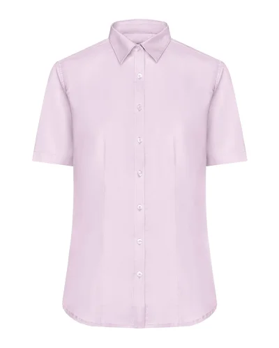 Camicia donna a manica corta, 100% cotone, Classic Fit Light-Pink