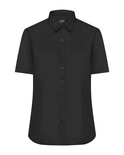 Ladies' Camicia Aqua Manica Corta Popeline Body Fit 105g/m² Black
