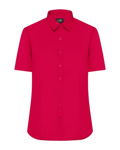 Ladies' Camicia Aqua Manica Corta Popeline Body Fit 105g/m² Red