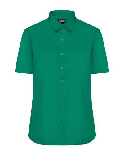 Ladies' Camicia Aqua Manica Corta Popeline Body Fit 105g/m² Irish Green
